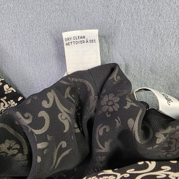 Talbots Pants Womens 12W Black White Floral Silk Dressy Pull On Elastic Waist - Picture 9 of 13